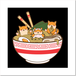 Kawaii Japanese Anime Soup Bowl Otaku Fan Cute Corgi Ramen Posters and Art